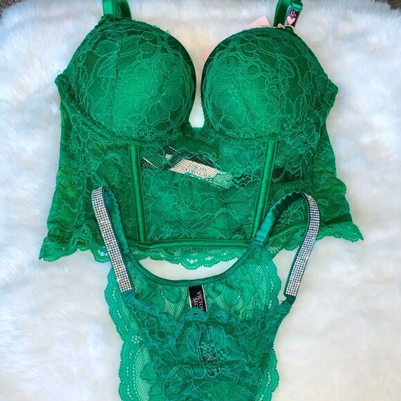 New VS VERY SEXY Bombshell Add-2-Cups Push-Up Corset Top Green 32b & small - Picture 1 of 16